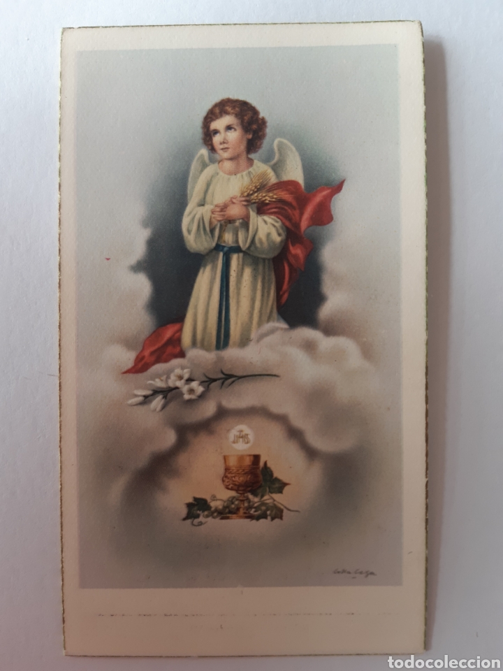 Postales: Antiguo recordatorio de comuni&oacute;n. - Foto 1