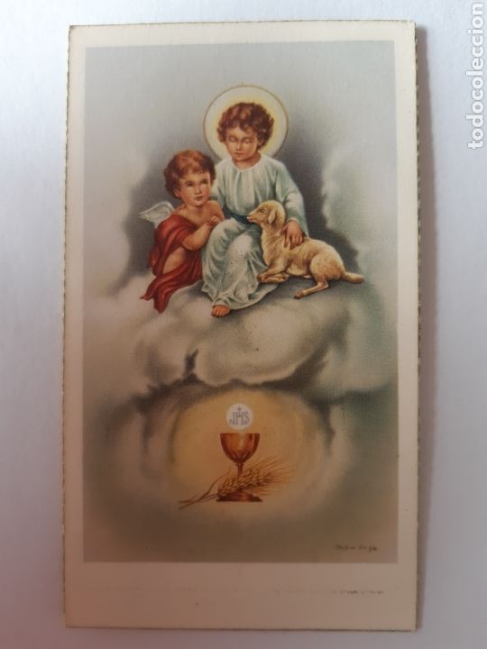 Postales: Antiguo recordatorio de comuni&oacute;n. - Foto 1