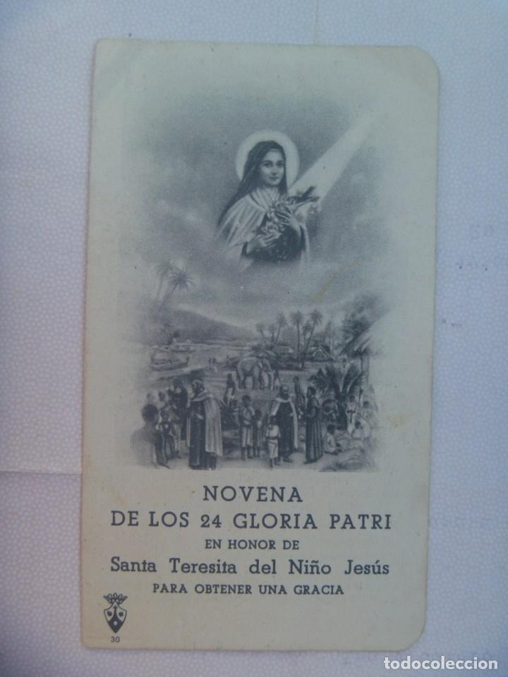 Postales: ANTIGUA ESTAMPA DIPTICO CON NOVENA EN HONOR DE SANTA TERESITA DEL NI&Ntilde;O JESUS