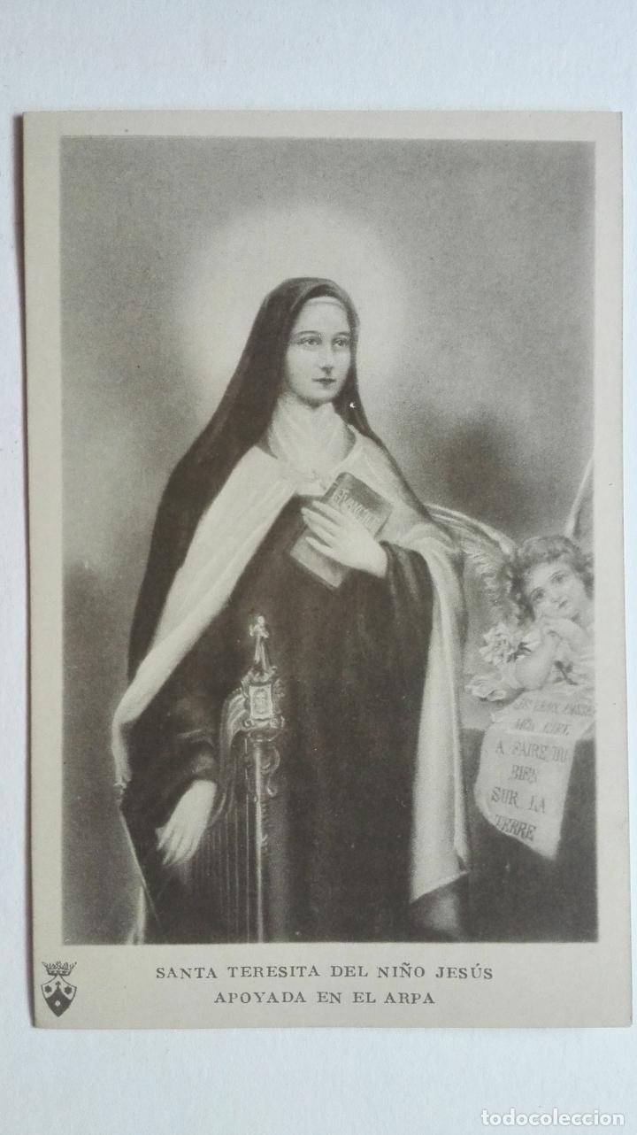 Postales: POSTAL - SANTA TERESITA DEL NI&Ntilde;O JESUS, APOYADA EN EL ARPA