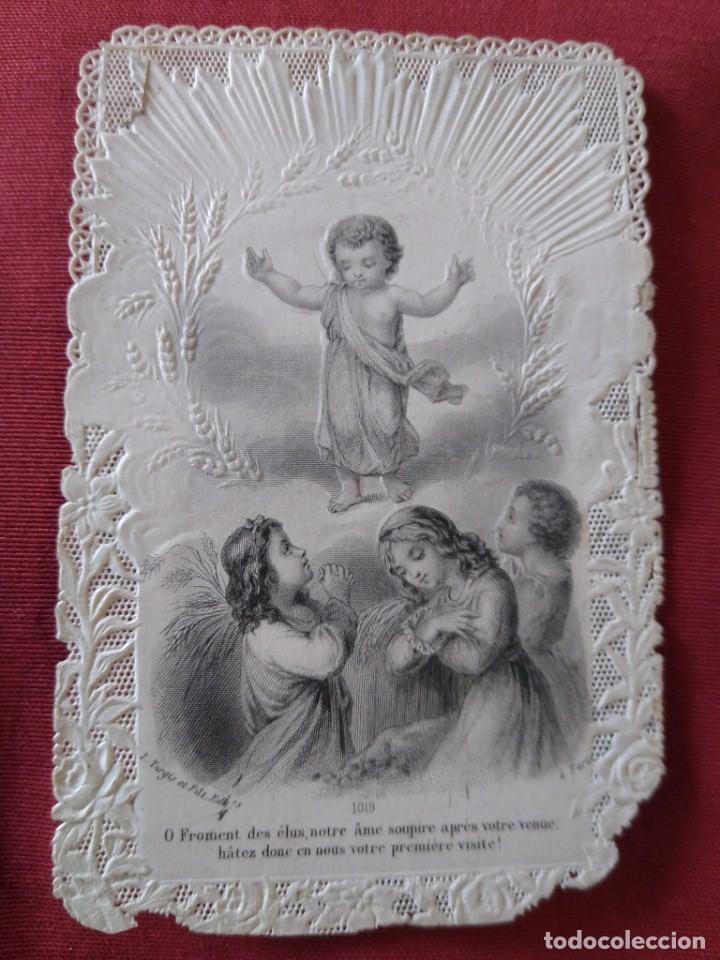 Postais: Preciosa Estampa con puntilla. Santo Ni&ntilde;om