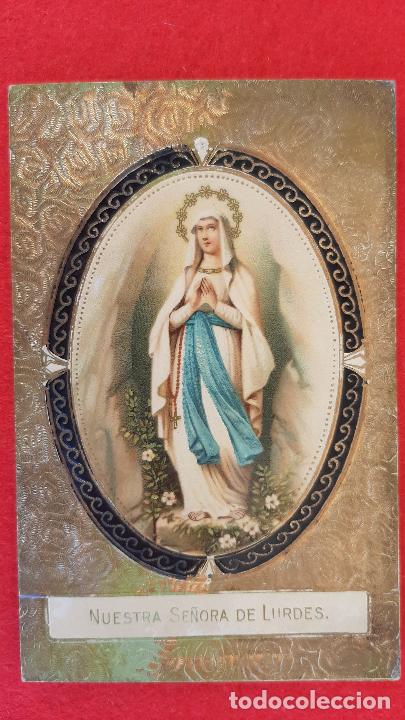 Cartoline: POSTAL ANTIGUA ESTAMPA NTRA SRA DE LURDES LOURDES PAPEL Y PLASTICO CON DORADOS ORIGINAL PRJ 53