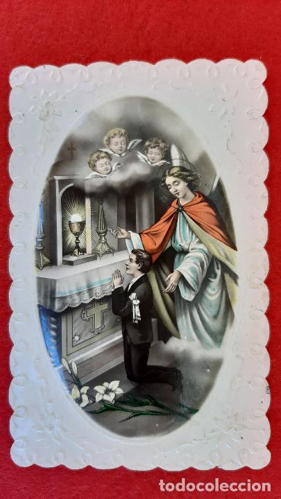 Cartoline: POSTAL ANTIGUA ESTAMPA TROQUELADA COMUNION ORIGINAL PRJ 57