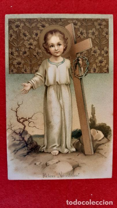 Postales: POSTAL ANTIGUA ESTAMPA FELICES NAVIDADES NI&Ntilde;O JESUS ORIGINAL PRJ 104
