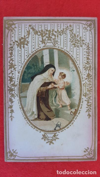 Postales: POSTAL ANTIGUA ESTAMPA SANTA CON RELIEVE Y TELA ORIGINAL PRJ 128