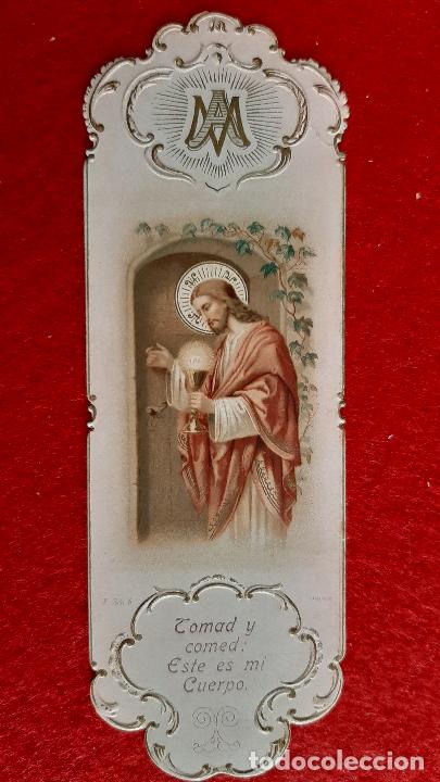 Postais: ANTIGUA ESTAMPA TROQUELADA PRIMERA COMUNION 1908 14,50 CMS. ORIGINAL ESJ 88