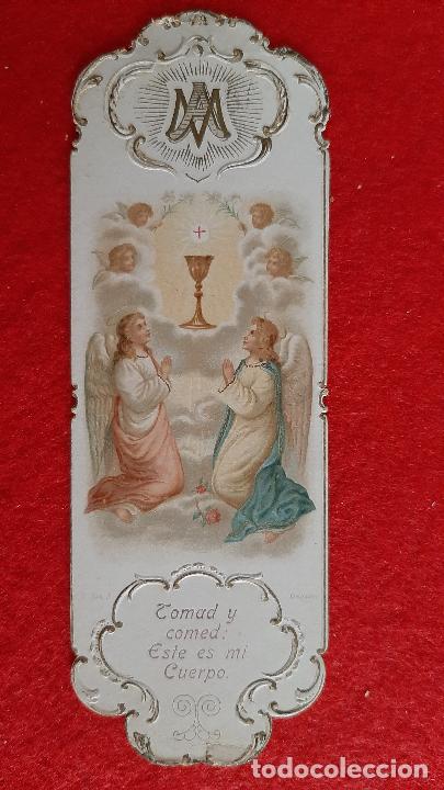 Postais: ANTIGUA ESTAMPA TROQUELADA PRIMERA COMUNION 1908 MIDE 14,50 CMS. ORIGINAL ESJ 94