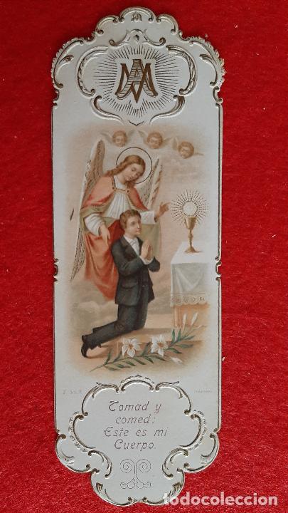 Postais: ANTIGUA ESTAMPA TROQUELADA PRIMERA COMUNION 1908 MIDE 14,50 CMS. ORIGINAL ESJ 96