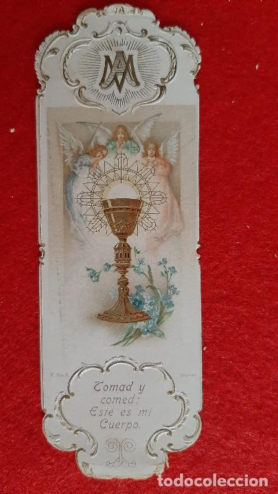 Postais: ANTIGUA ESTAMPA TROQUELADA PRIMERA COMUNION 1908 MIDE 14,50 CMS. ORIGINAL ESJ 98