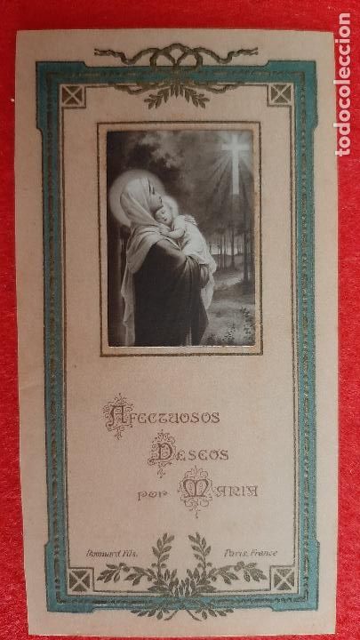 Postkarten: ANTIGUA ESTAMPA AFECTUOSOS DESEOS DE MARIA CON FOTO ORIGINAL ESJ 203