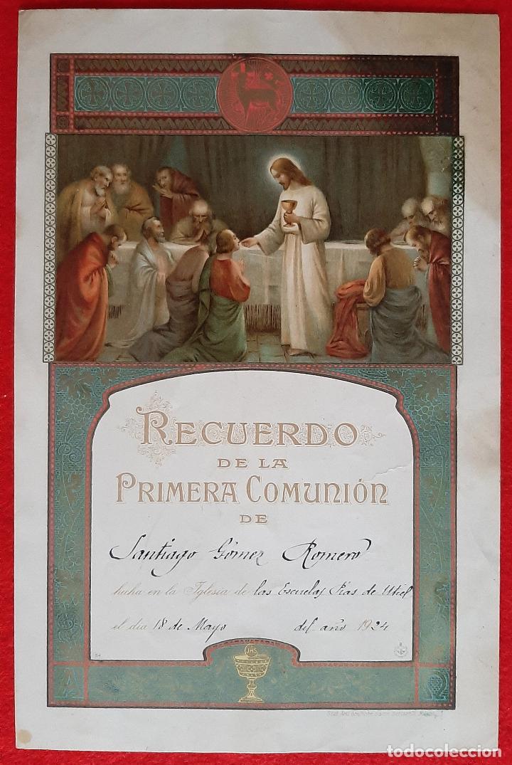Postkarten: GRAN ESTAMPA RECUERDO PRIMERA COMUNION 1924 CROMOLITOGRAFIA MIDE 20 X 28 CMS. ORIGINAL , F11