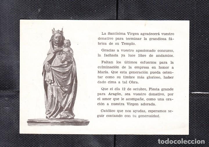 Postales: BASILICA EL PILAR. AL DORSO VIRGEN