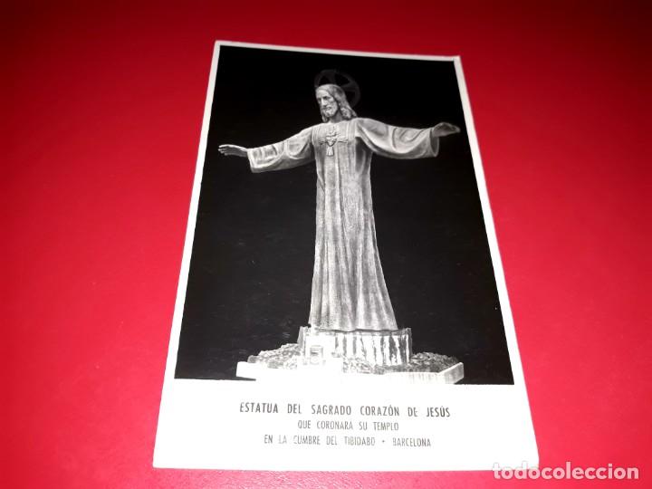 Cartoline: Antigua postal Estatua Sagrado coraz&oacute;n de Jes&uacute;s Tibidabo