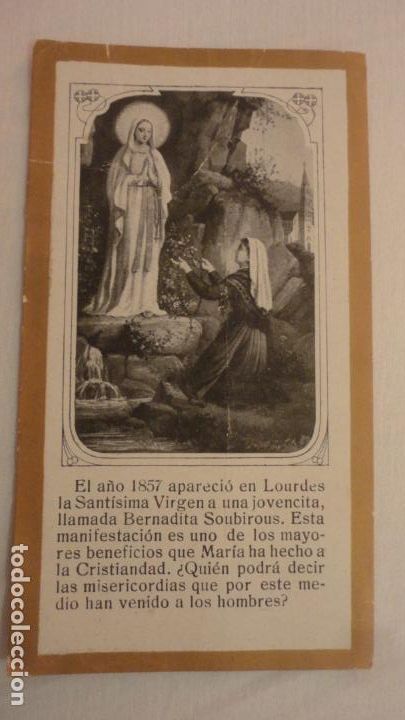 Postales: ANTIGUA ESTAMPA RELIGIOSA.ULTIMA APARICION VIRGEN MARIA EN LOURDES.