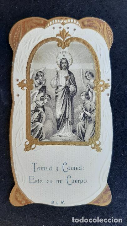 Postkarten: ANTIGUA ESTAMPA TROQUELADA RECUERDO PRIMERA COMUNION 1921 GODELLA MODERNISTA ORIGINAL ESJ 1492