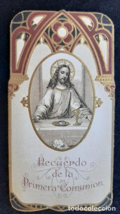 Postkarten: ANTIGUA ESTAMPA TROQUELADA RECUERDO PRIMERA COMUNION 1921 MODERNISTA ORIGINAL ESJ 1494