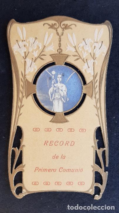 Postkarten: ANTIGUA ESTAMPA RECUERDO PRIMERA COMUNION 1923 SANTA CREU DE CALAFELL MODERNISTA ORIGINAL ESJ 1495