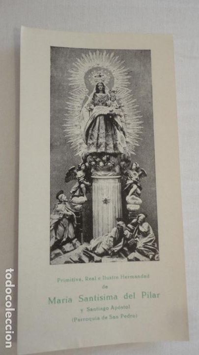 Postales: ANTIGUA ESTAMPA.VIRGEN DEL PILAR.PARROQUIA SAN PEDRO.SEVILLA