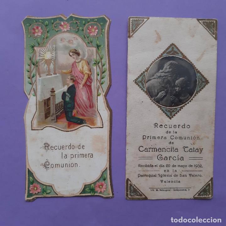 Postkarten: LOTE 2 ESTAMPAS RECUERDO COMUNION A&Ntilde;OS 1932 Y 1940