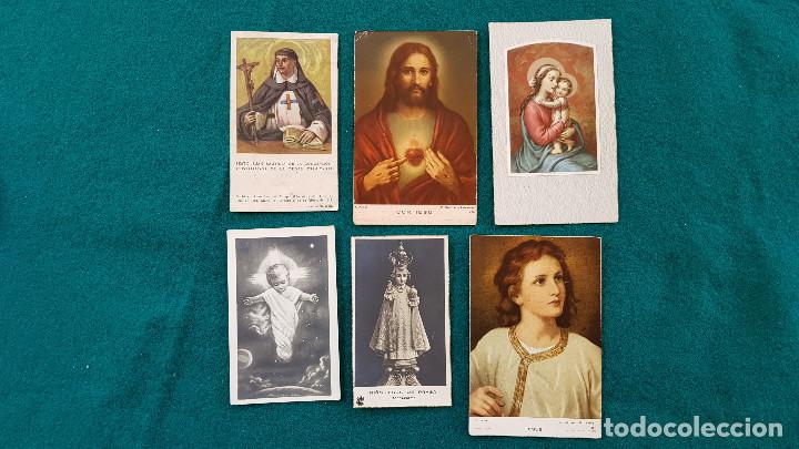 Postales: LOTE 6 ESTAMPAS RECORDATORIO NI&Ntilde;O JESUS DE PRAGA, B. JUAN BAUTISTA, JESUS... (1950s)