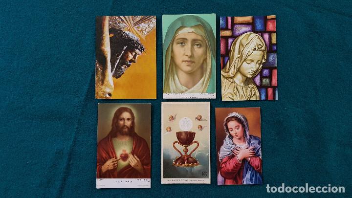 Postales: LOTE 6 ESTAMPAS RECORDATORIO VIRGEN DE LOS DOLORES, CRISTO DEL GRAO, SAGRADO CORAZON (1940s-1950s)