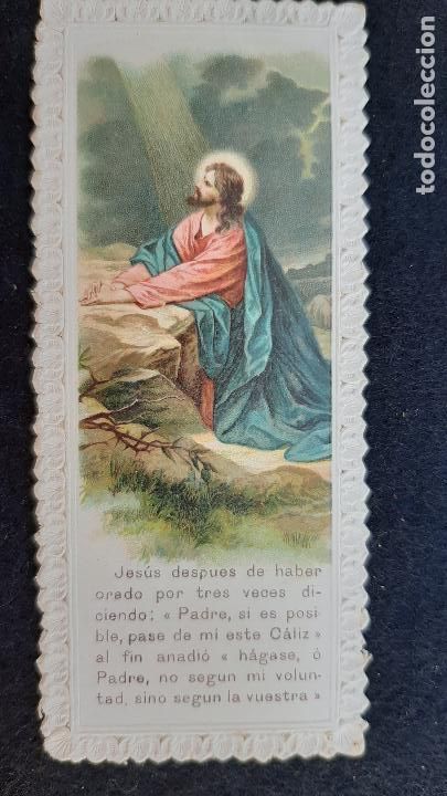 Postais: ANTIGUA ESTAMPA RELIGIOSA JESUS EN ORACION CALADA ORIGINAL ESJ 1904