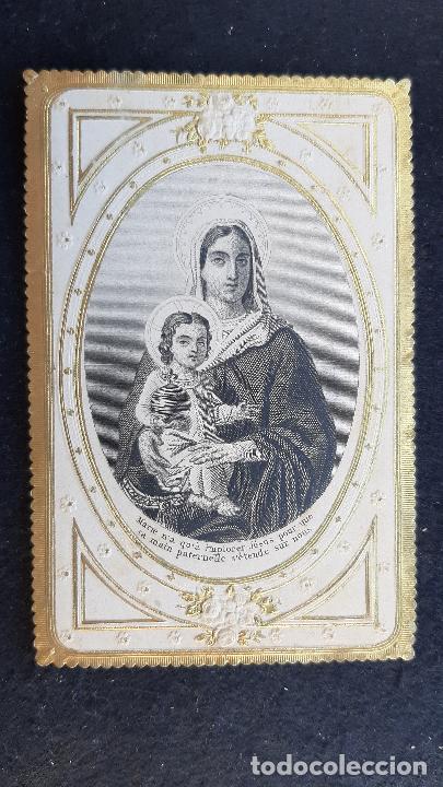 Postales: ANTIGUA ESTAMPA RELIGIOSA MARIA Y EL NI&Ntilde;O JESUS TROQUELADA RELIEVE ORIGINAL ESJ 2065
