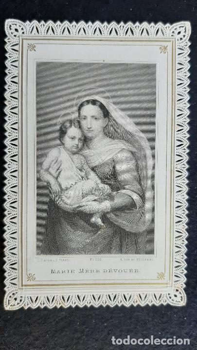 Postales: ANTIGUA ESTAMPA RELIGIOSA MARIA Y EL NI&Ntilde;O JESUS CALADA PUNTILLA ORIGINAL ESJ 2110