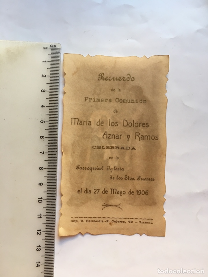 Cartes Postales: ESTAMPA 1&ordf; COMUNI&Oacute;N DE M&ordf;. DE LOS D. A. Y R. IGLESIA STOS JUANES, 27 MAYO 1906.