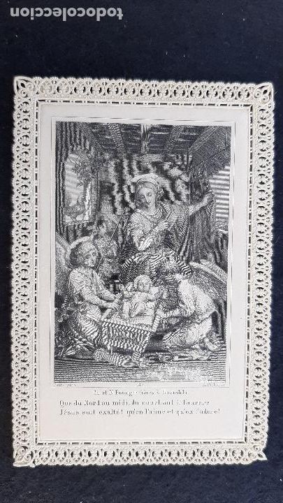 Postais: ANTIGUA ESTAMPA RELIGIOSA JESUS Y LOS NI&Ntilde;OS CALADA PUNTILLA ORIGINAL ESJ 2147