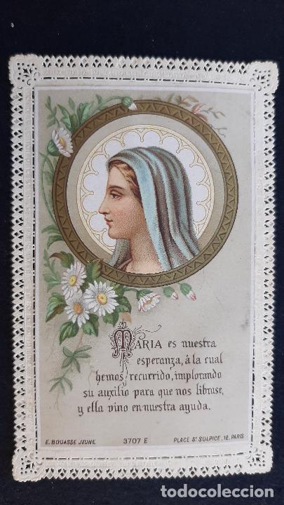 Postais: ANTIGUA ESTAMPA RELIGIOSA MARIA ES NUESTRA ESPERANZA CALADA PUNTILLA ORIGINAL ESJ 2186