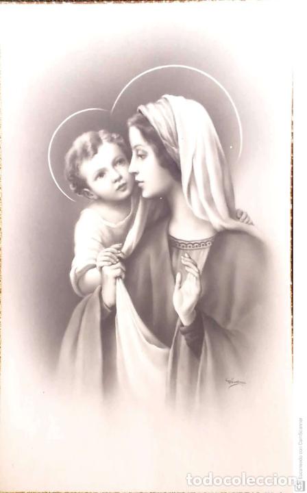 Postales: Virgen y Ni&ntilde;o Jes&uacute;s. Nueva. Blanco/Negro