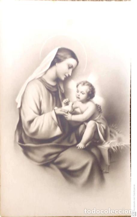 Postales: Virgen, Ni&ntilde;o Jes&uacute;s y paloma. Nueva. Blanco/Negro