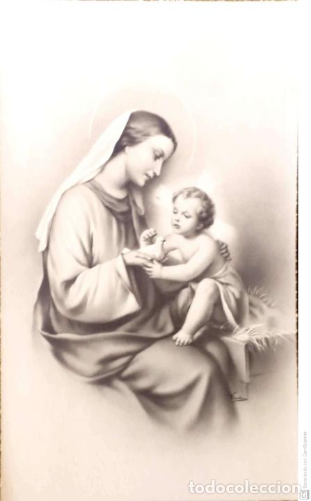 Postales: Virgen, Ni&ntilde;o Jes&uacute;s y paloma. Nueva. Blanco/Negro