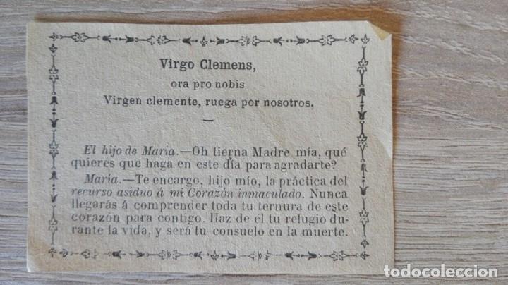 Postales: ESTAMPITA PAPEL CON PLEGARIA A VIRGO CLEMENS.A&Ntilde;OS 50.