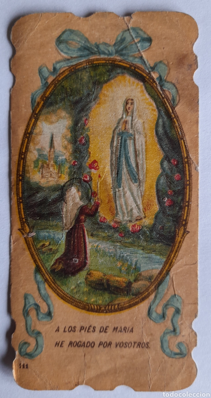 Postales: Estampa troquelada de la VIRGEN DE LOURDES, con las fechas de la 18 apariciones.