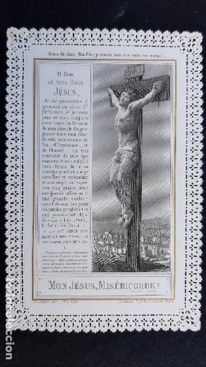Postais: ANTIGUA ESTAMPA RELIGIOSA JESUS MISERICORDIOSO CALADA PUNTILLA ORIGINAL ESJ 2316