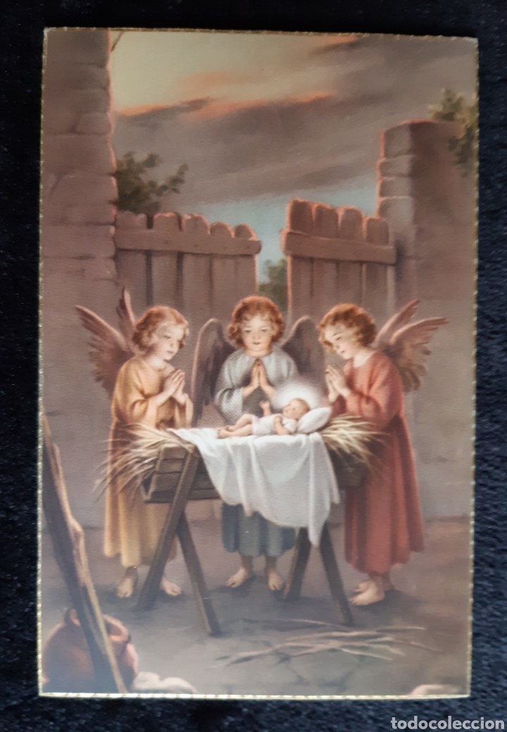 Postales: Postal de Angeles y ni&ntilde;o Jes&uacute;s. A&ntilde;os 60.
