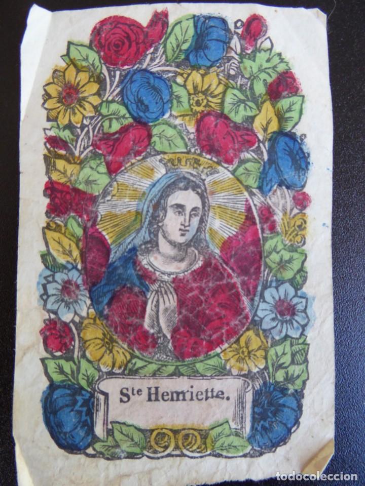 Postales: ANTIGUA Estampa iluminada &rdquo;Ste. Henriette&rdquo;