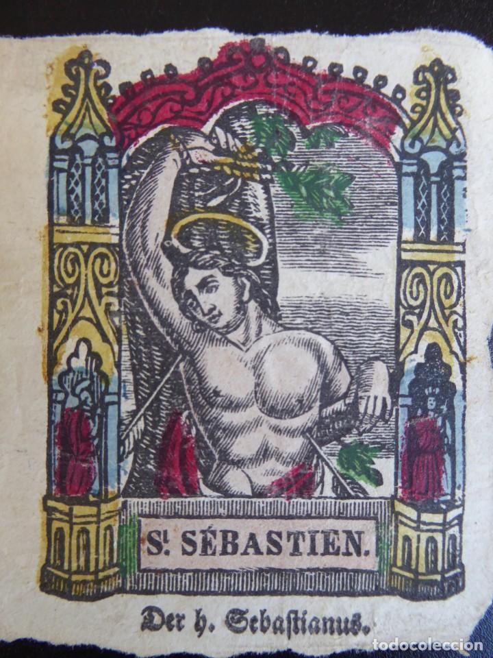 Postales: ANTIGUA Estampa iluminada &rdquo;St. S&eacute;bastien&rdquo;