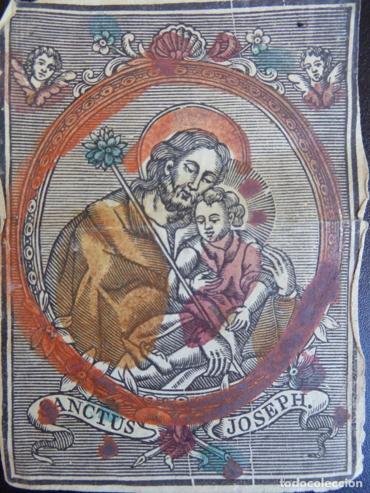 Postales: Antigua Estampa iluminada &rdquo;Sanctus Joseph&rdquo;