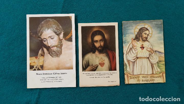 Cartoline: LOTE 3 ESTAMPAS RECORDATORIO BEATO FRANCISCO GALVEZ Y SAGRADO CORAZON (1950-82) RECUERDO AL DORSO