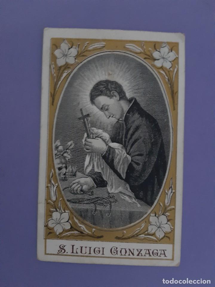 Postkarten: ANTIGUA ESTAMPA SAN LUIGI GONZAGA REVERSO ORACION LATIN