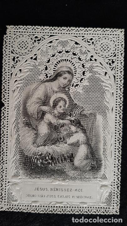 Postales: ANTIGUA ESTAMPA RELIGIOSA JESUS BENCICENOS CALADA PUNTILLA ORIGINAL ESJ 2681