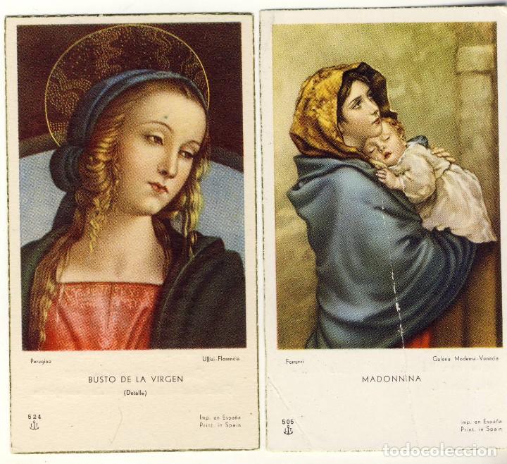 Postales: BUSTO DE LA LA VIRGEN, (DE PERUGINO).- LA MADONNA (DE FERRUZZI).-ORCI&Oacute;N A LA DIVINA ENFERMERA.-