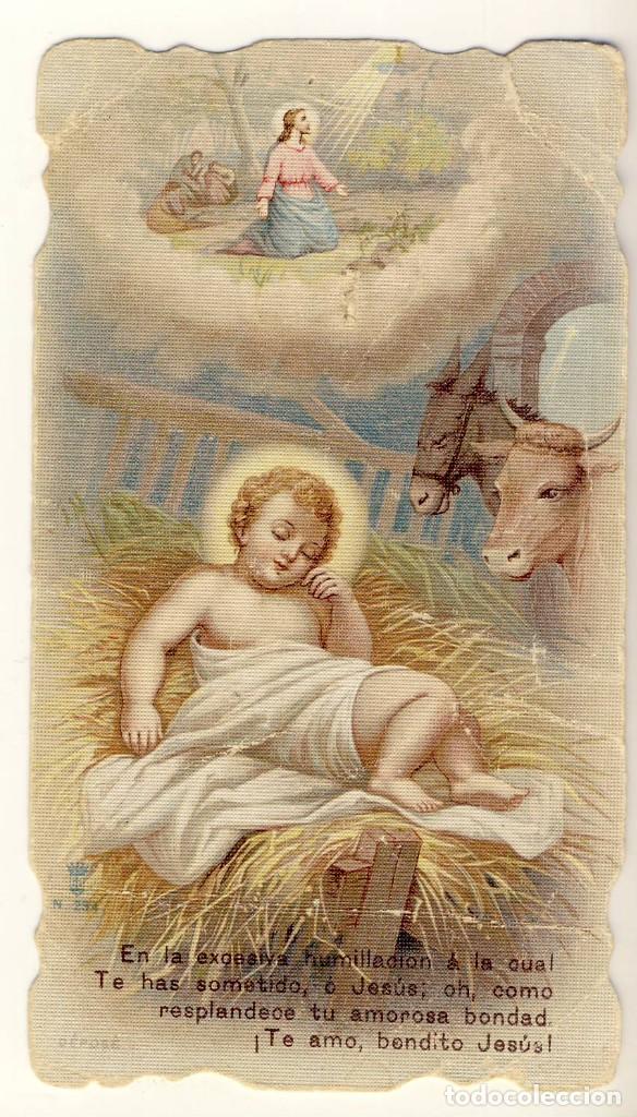 Postales: ANTIGUA ESTAMPA TROQUELADA DEL NI&Ntilde;O JES&Uacute;S EN EL PESEBRE.- A&Ntilde;O 1899.- MEDIOLANI.-MILAN.-