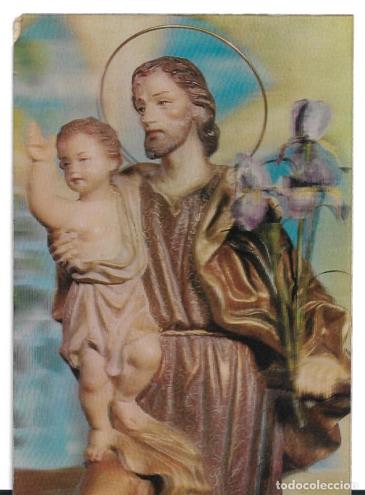Postales: SAN JOSE Y NI&Ntilde;O JESUS, EN POSTAL TRIDIMENSIONAL ESCRITA EN 1971. LEER.