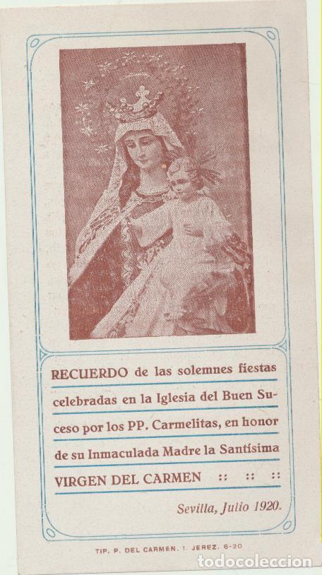 Cartes Postales: Estampa (13,5x7,5) Recuerdo de las solemnes fiestas en la Iglesia del buen suceso por los PP. Carmel