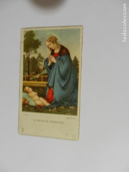 Postcards: RECORDATORIA PRIMERA COMUNI&Oacute;N - LT EL ANCLA 518 - LA VIRGEN EN ADORACI&Oacute;N - MOGUER 1943.