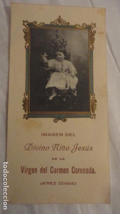 Postales: ANTIGUA ESTAMPA RELIGIOSA.IMAGEN DIVINO NI&Ntilde;O JESUS DE LA VIRGEN CORONADA.JEREZ FRONTERA.CADIZ.